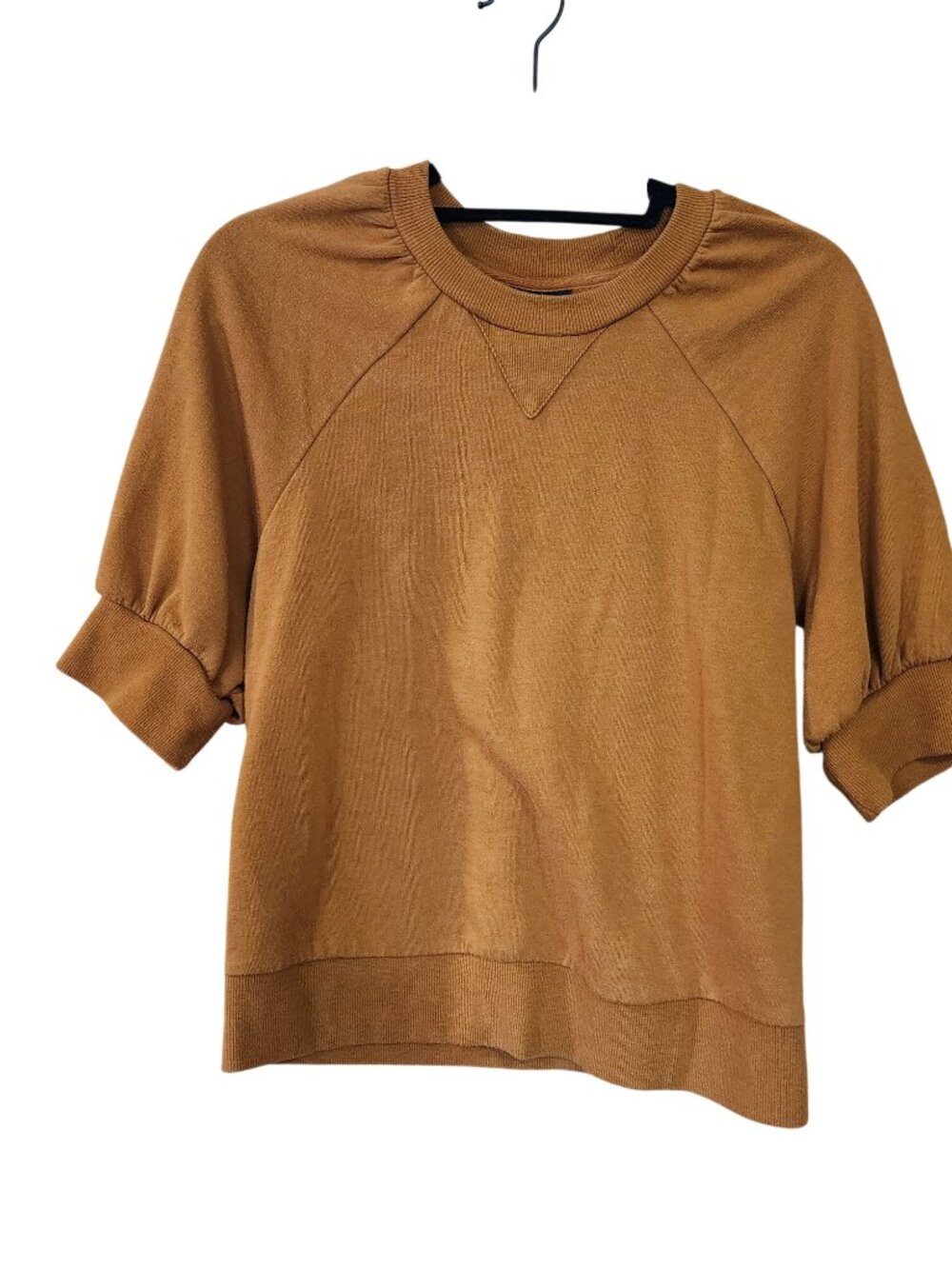 Who What Wear Brown Dressy Sweatshirt Puffy Sleeves Womens Size S